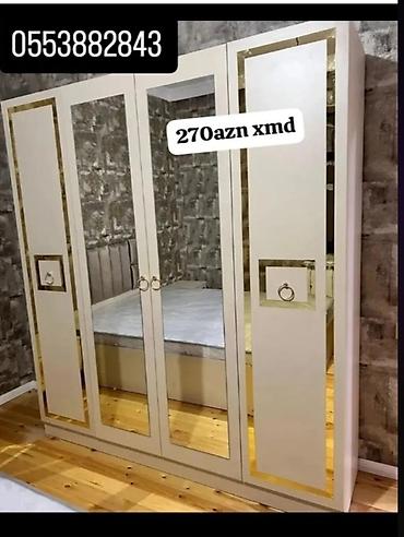 paltar dolablar: Yeni, 4 qapılı, Güzgülü, Ağ, Açılan, Düz dolab — 1