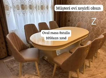 taxt baza: Qonaq otağı üçün, Yeni, Açılmayan, Oval masa, 8 stul — 1