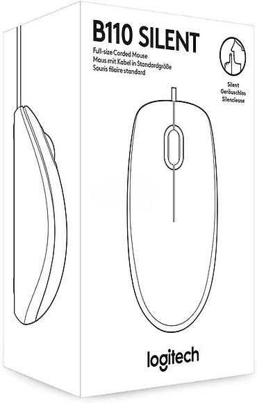 Kompjuterski miševi: Logitech B110 Silent – žičani optički miš pune veličine - Tihi — 2