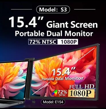 купи ноутбук: 15.4” Portable Dual Monitor – Model S3 / E154 Xüsusiyyətlər: - İkili