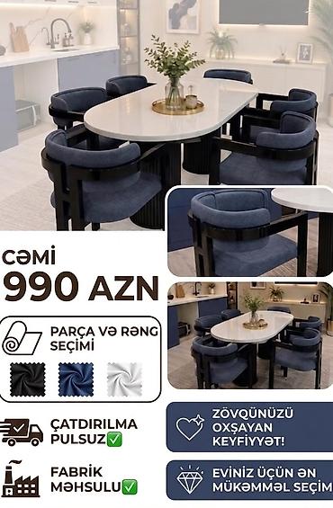 Masalar və oturacaqlar: Mətbəx və qonaq otaqları üçün zərif yemək dəsti • Oval formalı — 1