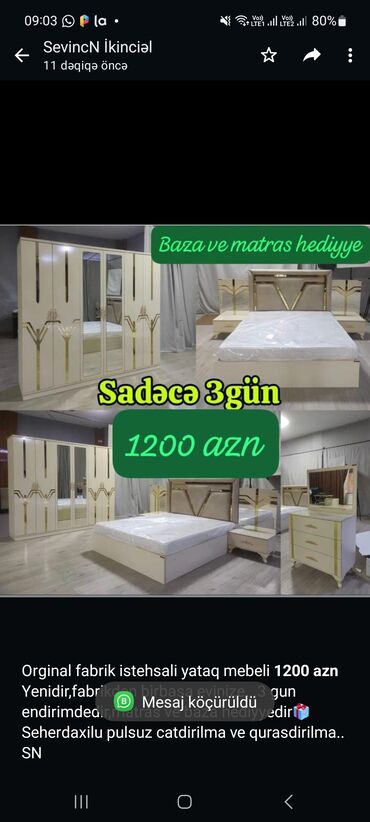 yataq mebeli dəst: Orginal fabrik istehsali yataq mebeli *1200 azn* Yenidir,fabrikden