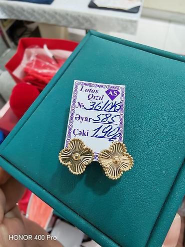 Aksesuarlar: Sırğa, Sarı qızıl, 585 Əyar, 190 g — 8