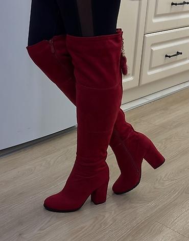 Сапоги: Сапоги, 38.5, Б/у, цвет - Красный, Бесплатная доставка — 7