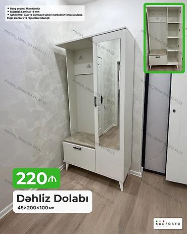 Dəhliz dolabı – 45×200×100 sm - Model: ağ rəngli dəhliz dolabı, iri