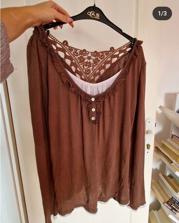 heklanje bluza: L (EU 40), Single-colored, color - Brown