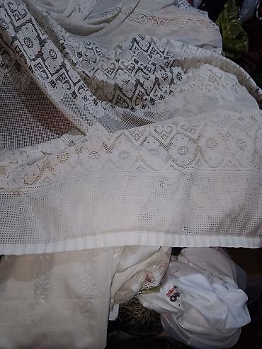 decije posteljine mini maus: Čipkana zavesa – bela, klasičan vintage dizajn - Materijal: fina — 6