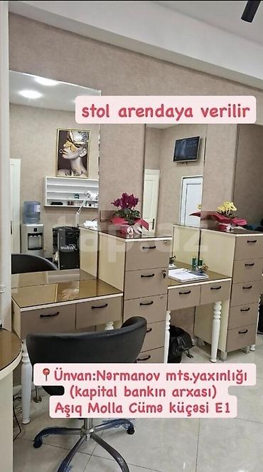 taksi is: Gözəllik salonunda iş üçün stol icarəyə verilir. Ünvan: Nərimanov — 1