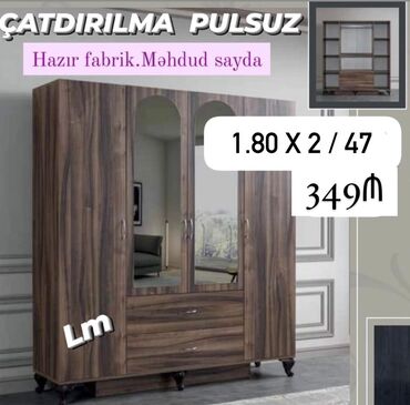 tekli carpayi: *_DOLAB_* *4 qapılı* _*FABRİK İSTEHSALI*_ Qiymət : *349₼* Ölçü