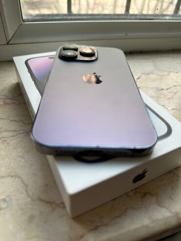 Apple iPhone: IPhone 14 Pro, 128 GB, Deep Purple, Simsiz şarj, Face ID, Sənədlərlə