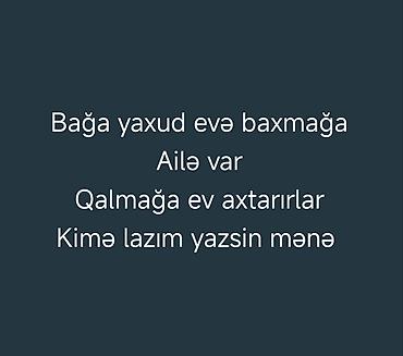 gunluk ev temizliği: Xidmət: Bağa və ya yaşayış evinə baxıcı ailə - Ailə şəklində — 1