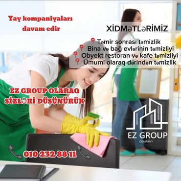 şabranda həyət evləri: Təmizlik | Ofislər, Mənzillər, Kafe, mağazalar | Gündəlik təmizlik, Pəncərələrin, fasadların yuyulması, Təmirdən sonra təmizlik