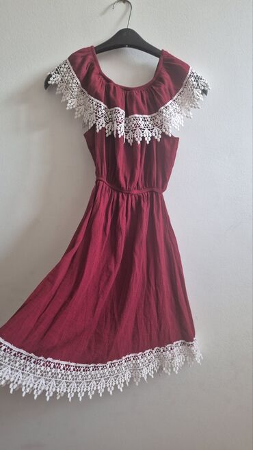 Haljine: Dve haljine – crvena tartan košulja-haljina i crvena čipkana haljina — 7