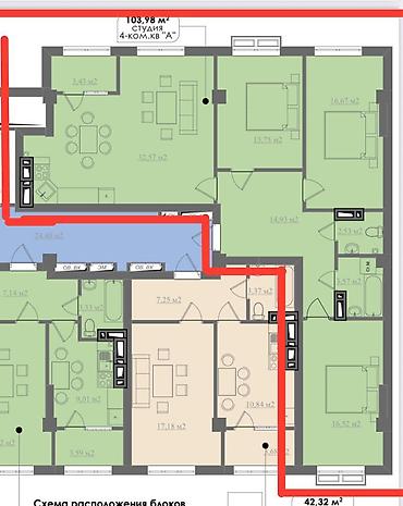 Продажа квартир: 4 комнаты, 104 м², Элитка, 3 этаж, Готовая ПСО (под самоотделку) — 9