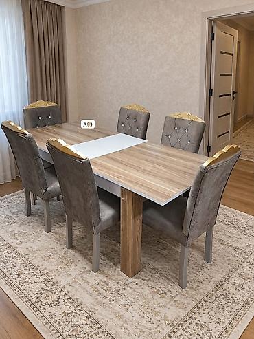 Qonaq otağı üçün, İşlənmiş, Dördbucaq masa, 6 stul