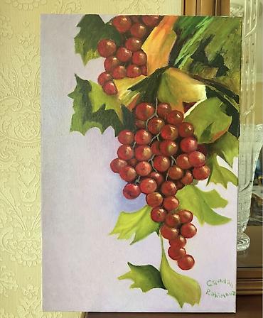 dekor vitrin: Ketan Uzerinde Yagliboya… “Üzüm” 
40x60 — 1