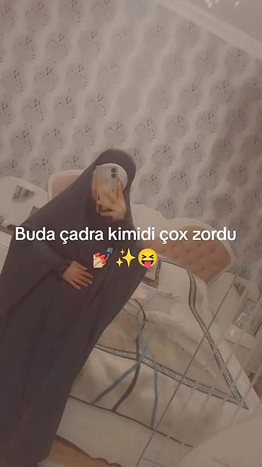 ucuz hicab geyimleri: Qadın çadrasi – tünd rəng, tam örtülü dizayn - Klassik, uzun kəsim — 1