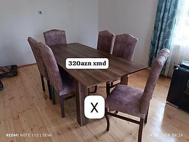 Yemək masası və 6 ədəd stul dəsti - Dəst: 1 masa + 6 stul - Masa