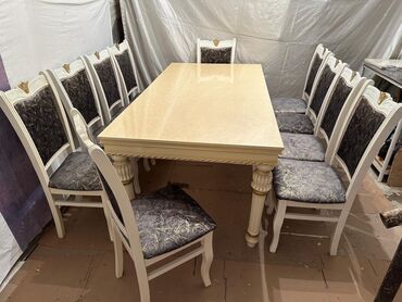 mebel masa: Qonaq otağı üçün, İşlənmiş, 8 stul