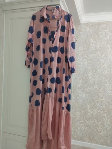 платье халат с цветочным принтом: Повседневное платье, Италия, Лето, Хлопок, XL (EU 42)