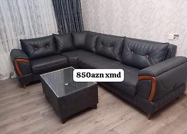 Künc divan dəsti - Material: tünd rəngli parçalı üzlük, dekorativ