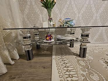 Sifarişlə ev mebeli: Düz masa, Açılmayan, Təkərsiz, Şüşə, Zəmanətsiz — 2