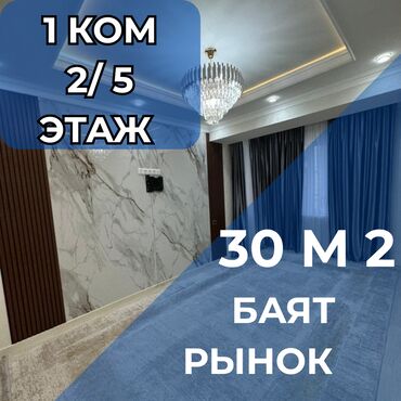 купить квартиру в ипотеку в бишкеке: 1 бөлмө, 30 кв. м, Элитка, 2 кабат, Евроремонт