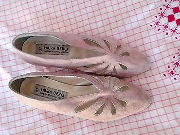 zene baletanke: Vintage LAURA BERG roze cipele sa izrezima (prirodna prevrnuta koža) — 2