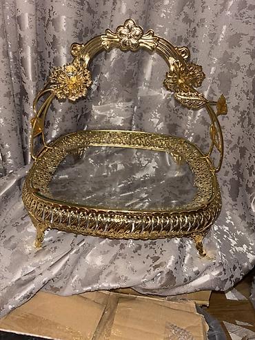 25k vozol: Tort və şiriniyyat qabı, rəng - Qızılı, Metal — 1