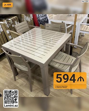 bağ stol stulları: Bağ üçün masa dəsti - Model kodu: 12381 - Tərkib: kvadrat masa + 4 — 1