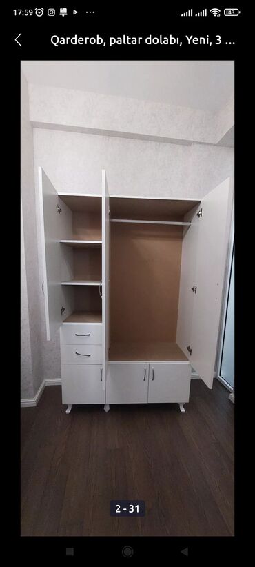 Dolablar: Yeni, Açılan, 3 qapılı Düz dolab, Qarderob, paltar dolabı, Azərbaycan -da lalafo.az — 21 Dolablar: Yeni, Açılan, 3 qapılı Düz dolab, Qarderob, paltar dolabı, Azərbaycan — 21