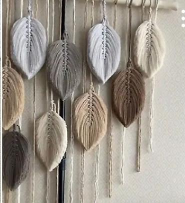 Digər ev dekoru: Makrame divar bəzəyi – əl işidir - Material: 100% pambıq iplər, taxta — 3