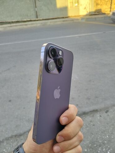 Apple iPhone: IPhone 14 Pro, 256 GB, Deep Purple, Zəmanət, Face ID