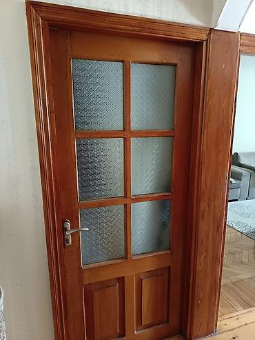 mate: Taxta şüşəli otaq qapısı - Material: massiv ağac, laklı örtük - — 2