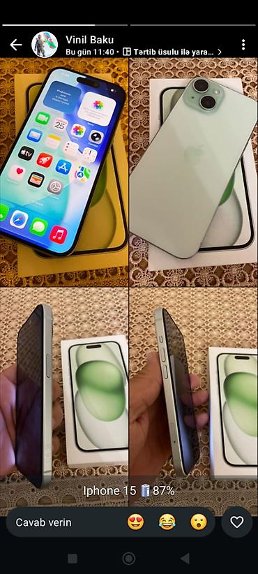 iphone se telefon: IPhone 15, 128 GB, Yaşıl, Zəmanət — 2