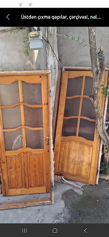 otag qapsi: Taxta qapılar – şüşəli model - Material: təbii ağac (şam tonunda) — 1