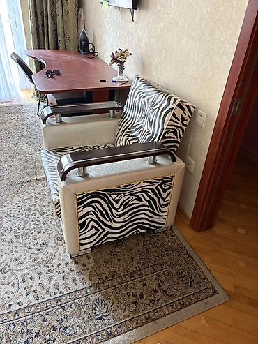 kresli: Zebra naxışlı Divan ve 2 kreslo. Ucude acilib yataq olur. 20 yanvara — 1