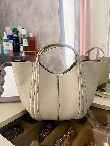 Çantalar: ZARA qadın çantası - Model: mini tote/çiyin çantası - Rəng: açıq bej — 1