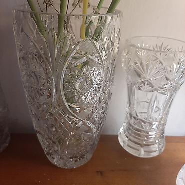 Вазы: Набор гранёных ваз из прозрачного хрусталя/стекла с глубоким алмазным — 8