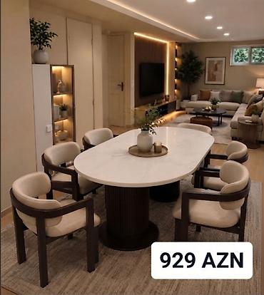 kreslo tek: Qonaq otağı üçün, Yeni, Açılmayan, Oval masa, 6 stul — 1