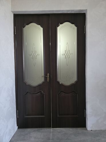 черный орех: Ички эшик айнек менен, МДФ, Double leaf of doors, түсү - Күрөң