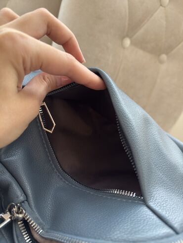 Çantalar: Mavi rəngli şəhər tipli bel çantası - Material: yumşaq teksturalı — 8