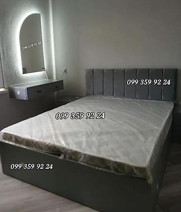 Mebel dəsti – yataq otağı üçün - Yumşaq toxumalı, boz rəngli döşənmiş