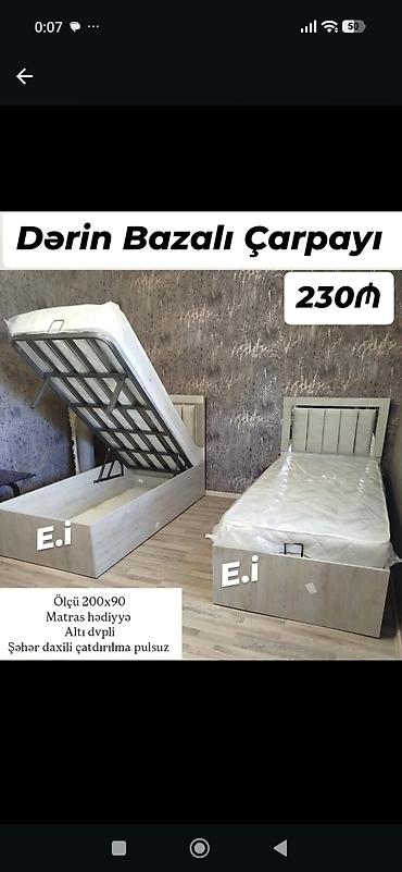 Dərin bazalı tək çarpayı - Ölçü: 200x90 sm - Dərin bazalı, asan lalafo.az -da Dərin bazalı tək çarpayı - Ölçü: 200x90 sm - Dərin bazalı, asan