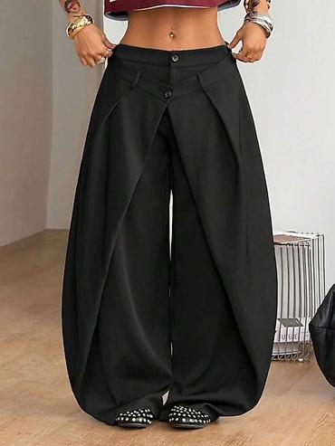 ženske pantalone: Ženske pantalone širokog kroja sa preklopom – statement model 2400din — 6