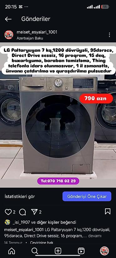 Paltaryuyan maşınlar: Paltaryuyan Anbardan satiş.Qimətlər aşagida qeyd olunub.Ünvana — 118