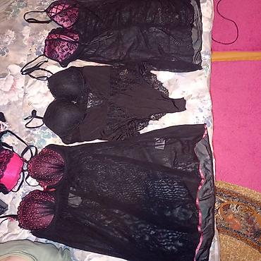 Bodi: Set ženske donje garderobe – čipka i til, crna sa detaljima u pink — 2