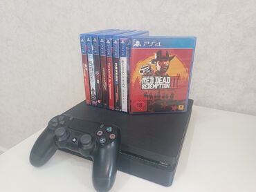 чехол для playstation 4: Ps4 slim 500gb оригинальный геймпад, подставка для дисков и все