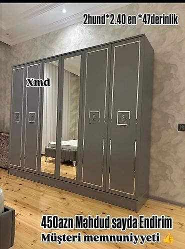 kitab skafi: Geniş güzgülü qarderob dolabı Ölçü: 2.40 m hündürlük × 2.00 m en × 47 — 1