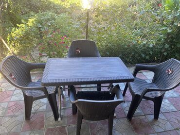 plastik stol stul: Новый, Прямоугольный стол, 4 стула, Раскладной, Со стульями, Плетеный, Турция